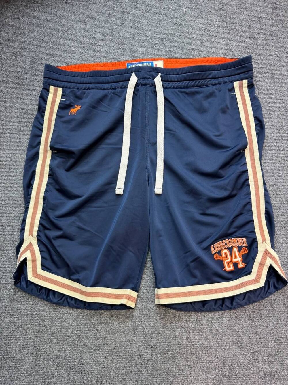 Abercrombie & Fitch Men's Athletic Shorts Blue Size L Drawstring Logo
